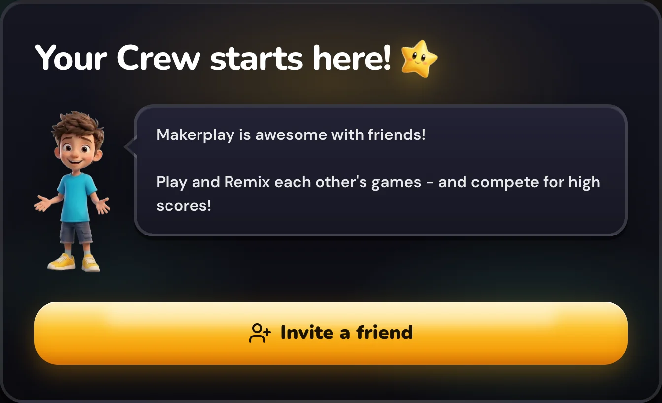 Crew intro with the coach: Your Crew starts here, and an Invite a friend button